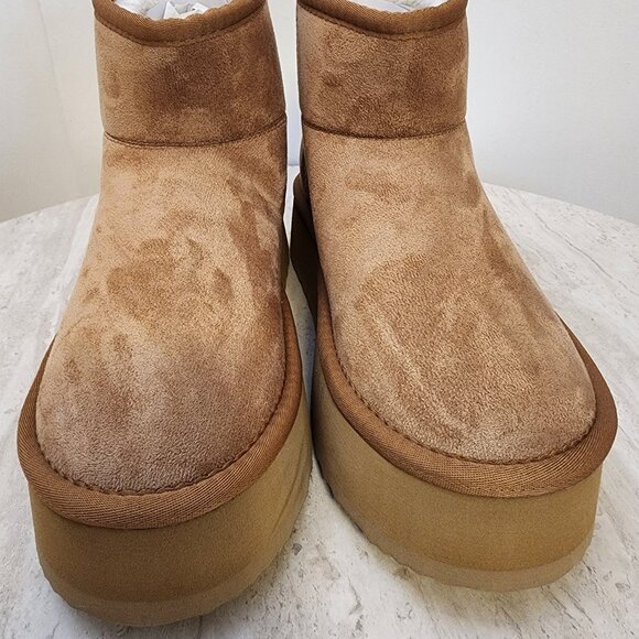 Steve Madden Crue Platform Cozy Booties Chestnut- B041 - Picture 1 of 9